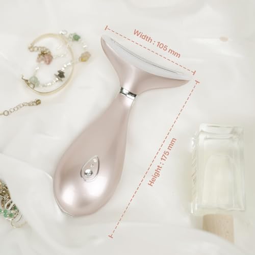 VRAIKO Lily Neck Face Massager, Skin Rejuvenation Beauty Massager, 3-in-1 at-Home Facial Spa Tool, Lifting, Toning and Tightening for a Radiant Appearance (Rose Gold)