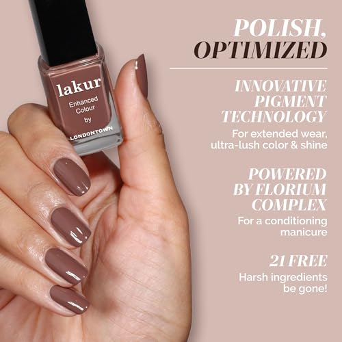 LONDONTOWN Lakur Nail Polish - Long-Lasting Vegan Formula, Nude & Brown Shades