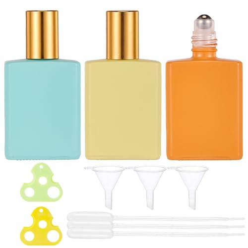 Qeuly 15ml Glass Roller Bottles Set for Essential Oils – Leak-Proof Travel Roll-On