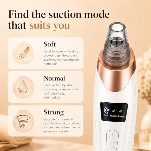 Blackhead Remover Vacuum with 3 Suction Levels & 5 Probes