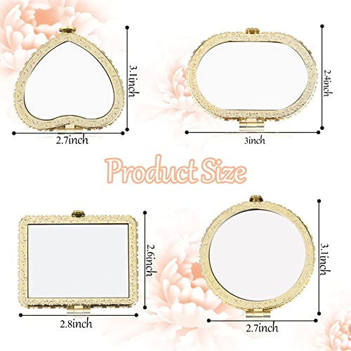 Remerry 48 Pieces Compact Mirror for Purse Small Flower Pocket Mirror Portable Floral Retro Folding Tea Party Favors Makeup Travel for Women Mother (Vivid Style)