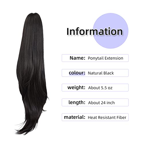 24" Claw Clip Ponytail Extension - Straight Synthetic Hair