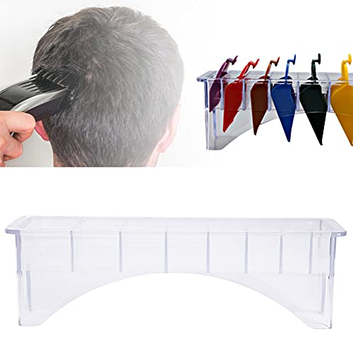 Clipper Guard Holder Organizer, Plastic Clipper Blade Holder, 8 Slots Clipper Blade Case, Transparent Limit Comb Guide for Hair Clipper Storage, 8.7 x 2.7 x 2.6in, 1Pcs