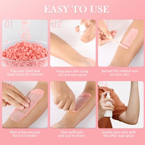 Wax Beads for hair removal- 1lb Hard Wax Professional Beans - Low Termperature Stripless Melting Wax for Body, Leg, Bikini Back, Nose, Upper Lip, Facial, Underarm - Brazilian Painless Waxing
