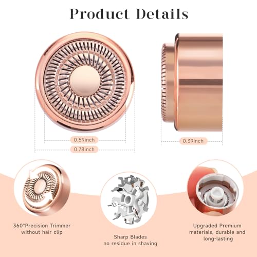 Replacement Heads Generation 3 for New Finishing Touch Flawless Facial Hair Remover,Upgraded Replacement Blades for Women,Ring Light Rose Gold for Flawless
