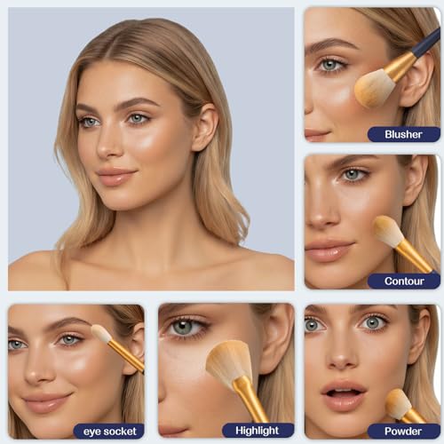 AMORTALS 12 Pcs Makeup Brush Set with Case - Premium Synthetic Foundation, Powder, Concealer, Eyeshadow Brushes, Vegan & Cruelty-Free