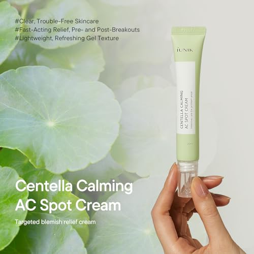 IUNIK 81% Concentrated Centella Calming Gel Acne Spot Cream w/AHA BHA PHA Salicylic Acid Niacinamide Tea Tree Oil-Free Blemish Pimple Lightweight for Adults & Teens .67 Oz Sensitive Acne-prone skin