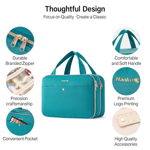 Hanke Hanging Travel Toiletry Bag with Jewelry Organizer, Turquoise
