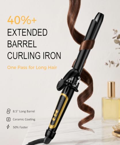 1 Inch Ceramic Curling Iron with 8.5" Barrel & Tourmaline Coating
