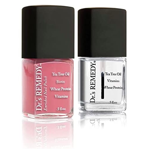 Dr.'s Remedy Enriched Nail Polish, Serene Salmon with TOTAL Two-in-One Top and Base Coat Set 0.5 Fluid Oz Each