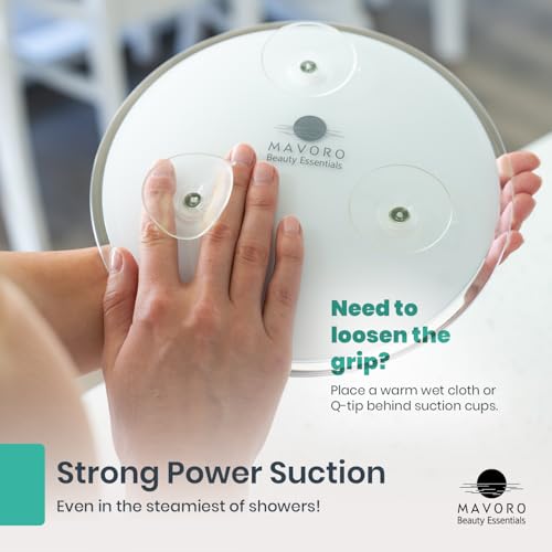 Mavoro 9" Acrylic Shower Mirror with Suction Cups