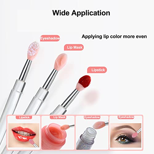 3 Pack Reusable Silicone Lip & Eyeshadow Applicators - Retractable, Washable & Precise