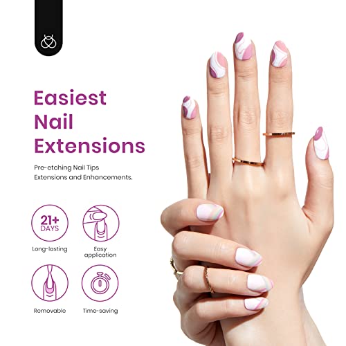 Beetles Gel Nail Kit Easy Nail Extension Set 2 In 1 Nail Glue Gel Base Coat with Pre Shaped Short Oval Almond Soft Gel Nail Tips and Led Nail Lamp Acrylic Nail Clipper Gelly Nail Tips for Diy Manicure