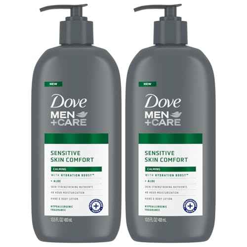 Dove Hand & Body Lotion, Men+Care Value Pack ? Sensitive Skin Comfort Formula with Shea Butter & Aloe Vera, Calming Lotion for Dry Skin, 13.5 Fl Oz (Pack of 2)