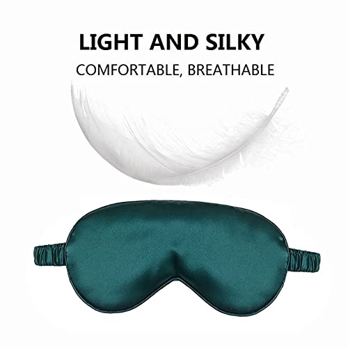 LCBD Silk Satin Sleeping Eye Mask, Dark Green Sleep Eye Mask Night Blindfold for Women and Men, Soft Breathable Blackout Eyeshade Eye Cover for Travel, Wedding Bridesmaid Gift