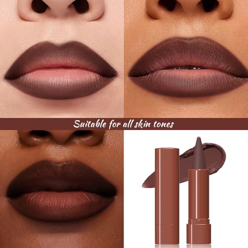 Maroon Gradient Matte Lip Liner Pencil Crayon for Women - Waterproof Smudge-Proof Kissproof Long-Wear Lip Pencil, Flawless Contour Ombre Effect Lip Crayon, Creamy Pigmented Lip Liner 05#