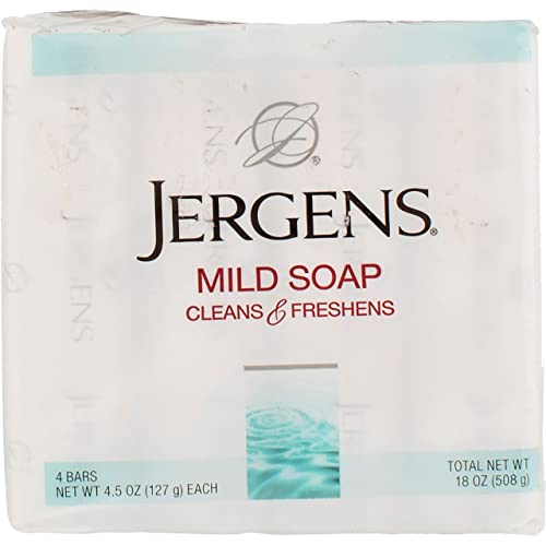 Jergens Mild Bath Size Soap, White, 4-4.5 oz (227g) bars