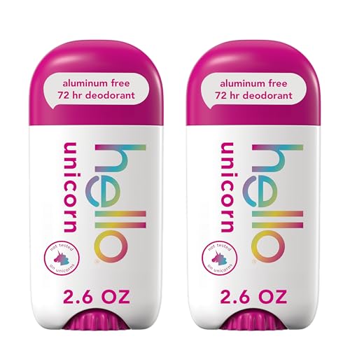hello Unicorn Aluminum Free Deodorant, 72-Hour Protection, 2 Pack