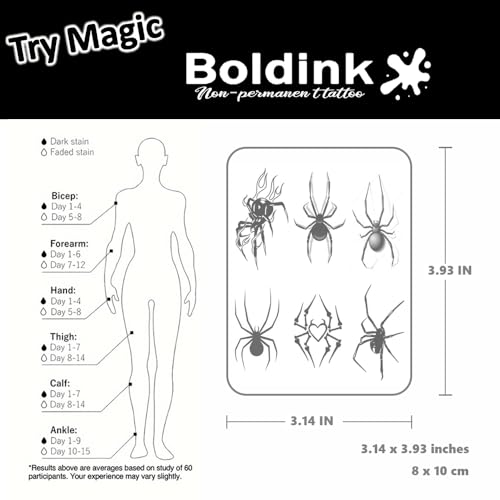 Spider Temporary Tattoo | Waterproof Realistic Fake Tattoo for Men & Women
