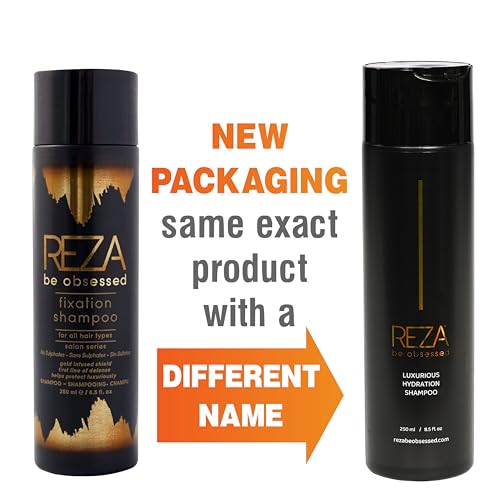 Reza Fixation Shampoo: Luxury Hydrating Hair Care for Volume, Shimmer & Shine, Sulfate Free, Paraben Free, Non Toxic, Tames Frizz, Repairs Damage, for Women & Men & All Hair Types, 8.5 Fl. Oz.