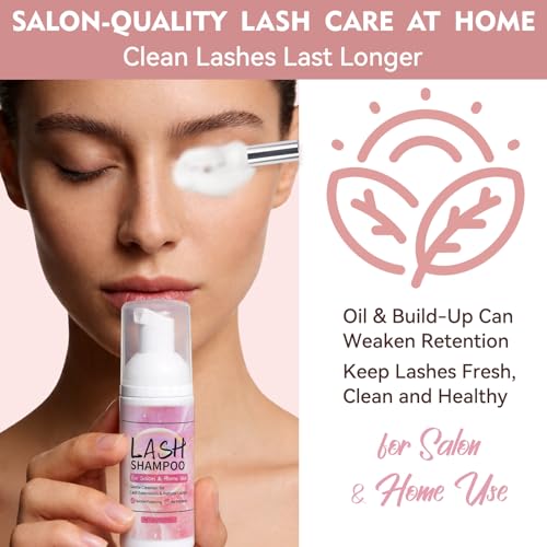 Pretty Memory Lash Shampoo Kit with Fan - Gentle Eyelash Cleaner & Extension Safe