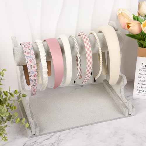 LYroo Headbands for Women Girls Non Slip - 8 Pack Wide Padded Headband Cute Floral Headbands Fashion Pearl Beaded Thin Head Bands Trendy Hair Accessories(White & Pink)
