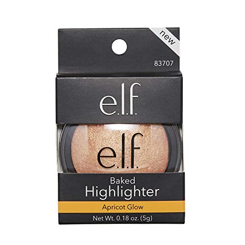 e.l.f., Baked Highlighter, Sheer, Shimmering, Hydrating, Blendable, Glides On, Creates a Radiant Glow, Nourishes, Apricot Glow, Infused with Vitamin E, Jojoba and Grape Oils, 0.16 Oz