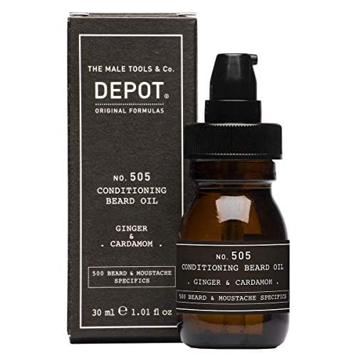 DEPOT No. 505 Conditioning Beard Oil 30ml ? Ginger & Cardamom, Apricot, Jojoba & Sunflower Oils for Soft, Shiny, Nourished Facial Hair, Detangles & Strengthens Beard