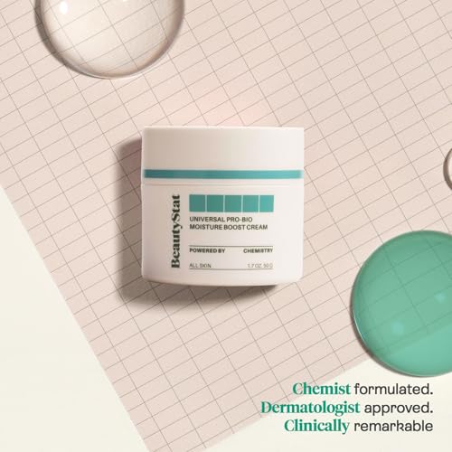BeautyStat Probiotic 24HR Moisture Boost Cream - Made in the USA - Daily Moisturizer Face Cream with Probiotics, Ceramides, Hyaluronic Acid for Natural Anti Aging, Fine Lines, Wrinkles (1.7oz / 50ml)