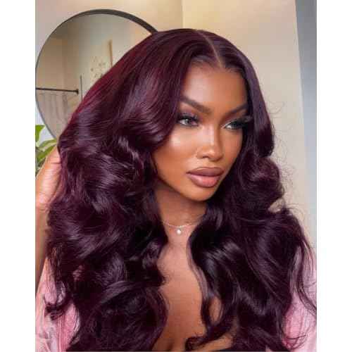 99j Dark Burgundy Body Wave Bundles Human Hair 22 Inch, 12A Soft And Shiny Red Wine Colored Bundles 100% Brazilian Virgin Remy Hair Sew In Weave Single Human Hair Bundle Chic #99j Color