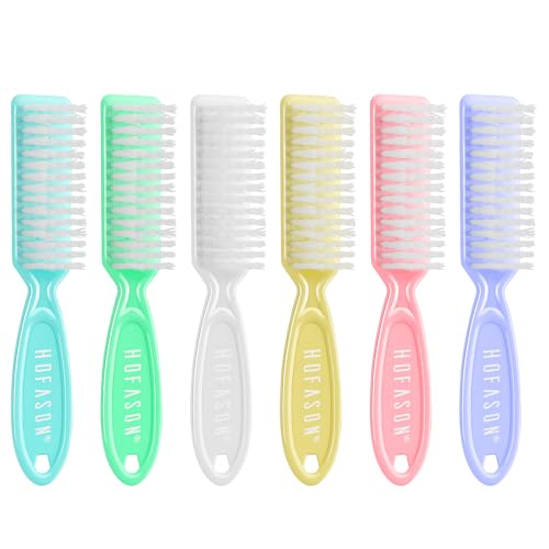 Nail Brush for Cleaning Fingernails and Toenails - Macaron Handle Grip - 6 Pack