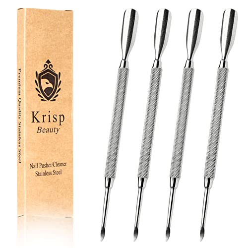 Krisp Beauty Stainless Steel Dual-Sided Cuticle Pusher Set - 4 Pack