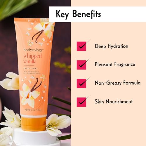 Bodycology Shea Butter Body Cream - Whipped Vanilla, 8 oz - Moisturizing & Fragrant