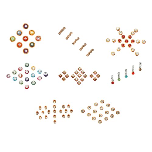 Crystal Bindi Pack of 8 - Rhinestone Forehead Stickers for Women
