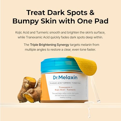 Korean Kojic Acid Turmeric Brightening Toner Pads for Dark Spots - 70 Sheets