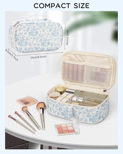 Relavel Travel Makeup Bag Small Floral Cosmetic Organizer