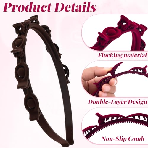 YALOJE 3 Pcs Non-Slip Headbands with Clips for Women - 90s Style Butterfly Hair Accessories