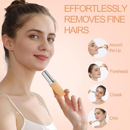 Nose Hair Trimmer for Women and Men,2 in 1 Facial Hair Remover,Electric Face Shaver Razor for Nose Ear Eyebrow Peach Fuzz Lips Chin,DermaplaningTool,Facial Hair Removal,Orange/uhy6