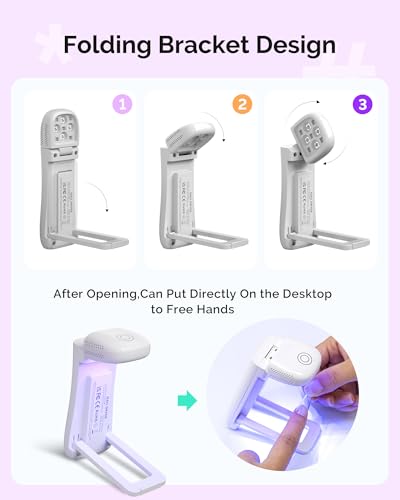 MelodySusie Mini Cordless UV Nail Lamp with Foldable Stand