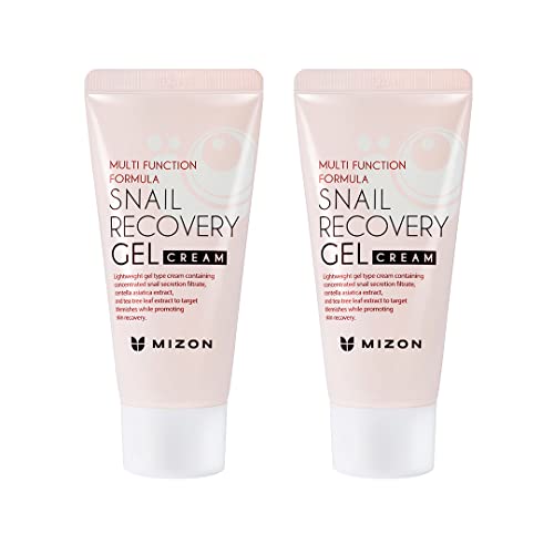 MIZON Set of Two Snail Recovery Gel Cream, Snail Mucin, Wrinkle Care, Skin Elasticity, Moisture, Fragrance-Free, Paraben-Free, Korean Skincare(45ml 1.52 fl.oz -Pack of 2)