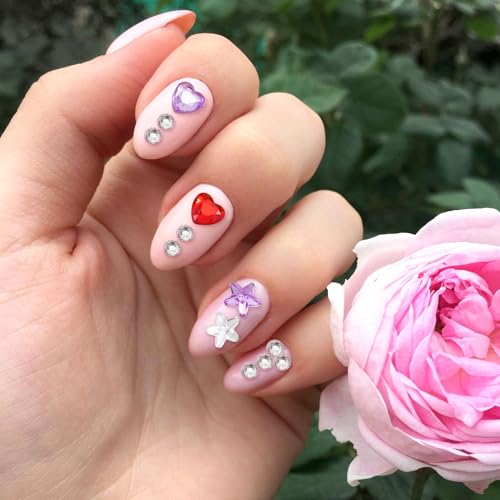 2 Sheets Star Heart Face Gems Stickers Red Purple Clear Eye Jewels Rhinestones Round Crystal Makeup Tattoo Halloween Rave Bachelorette Party Festival Accessories for Women