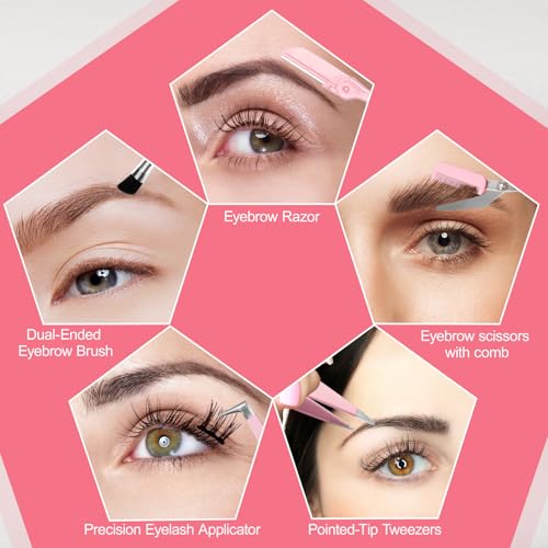 17-Piece Eyebrow Kit with Tweezers, Scissors & Grooming Tools