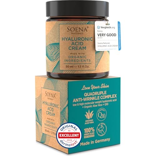 Hyaluronic Acid Cream + Q10 - Quadruple Anti-Wrinkle Complex - Anti-Aging - Day & Night Cream - Highly Dosed Moisturizing Cream - For Face & Decollete