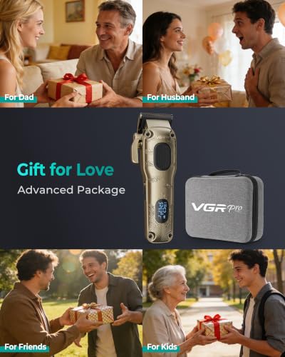 VGRPRO Golden Hair Clippers for Men - Professional Cordless & Corded Barber Trimmer
