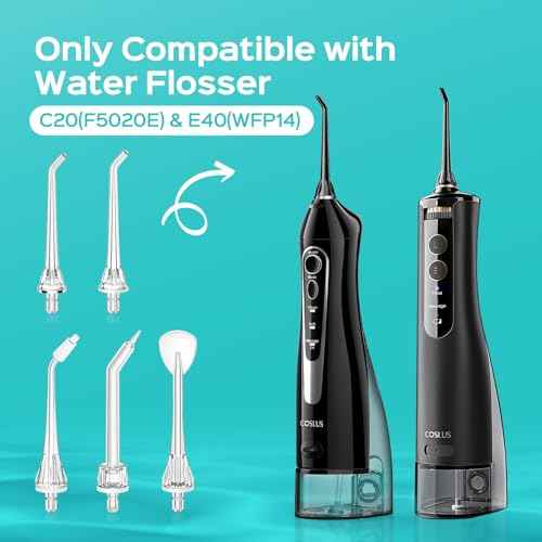 COSLUS Original Water Flosser Replacement Tips: Replacement Heads Compatible with COSLUS, Aquasonic, Nicwell, Oralfree, WELLFINE, Hangsun, Tovendor Water Dental Pick, Flosser Accessory, 5 Mix Jet Tips