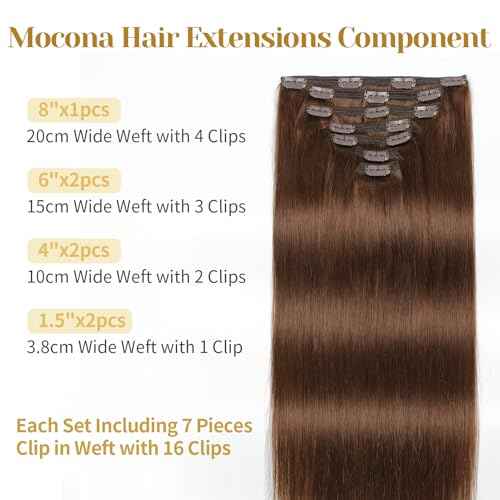 Clip in Hair Extensions Real Human Hair, Chocolate Brown ? 24 Inch 7pcs 180g/Pack, Soft Hair Extensions Real Human Hair Clip ins Straight for Women, Capable for all Occasion (#4 24 Inch)
