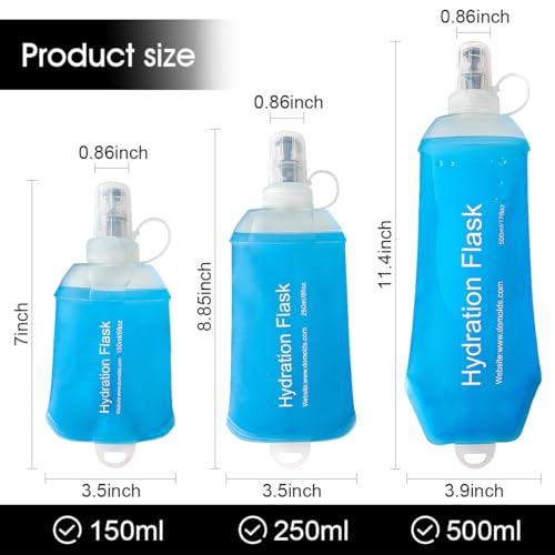 WILDREEDS 2-Pack 500ml Collapsible TPU Water Bottles for Running Hiking Cycling