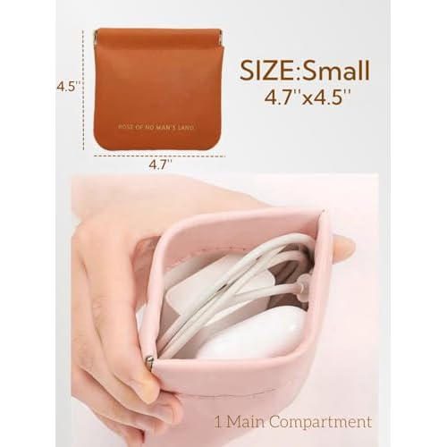 Cosmetic Bags for Women Small Makeup Bag for Purse Pu Leather Makeup Pouch Travel Makeup Bag with Zipper Make Up Bag for Travelling (Brown)