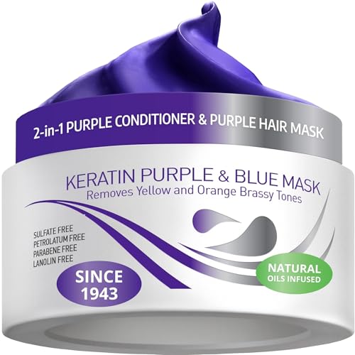 VITAMINS Keratin Purple Hair Mask - Blue Conditioner for Blonde & Silver Tones