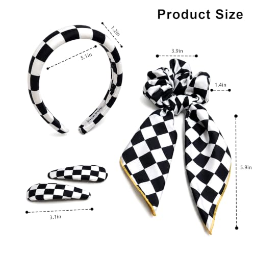 PMAIHNAS Racing Checkered Flag Women's 4-Piece Hair Accessory Set